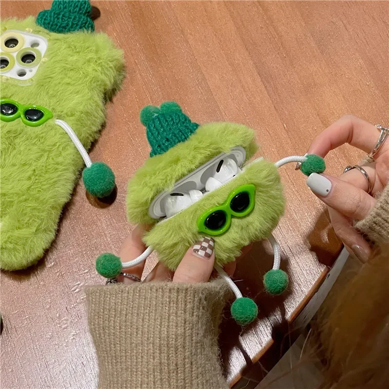 Sunglasses Monster Plush Case for AirPods 4 Airpod 1 2 3 Pro Pro2 Bluetooth Earbuds Charging Box Protective Earphone Cover