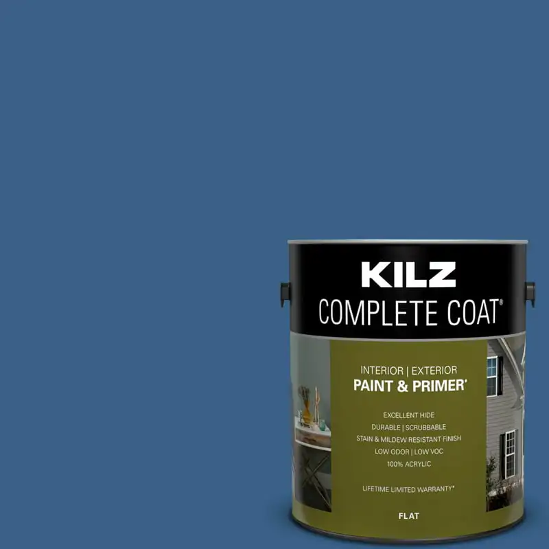 

Coat Paint & Primer, Interior/Exterior, Flat, Blue, 1 Gallon