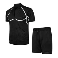 2022 summer new youth leisure trend short sleeved fitness two piece fashion simple outdoor loose sportswear mens suit