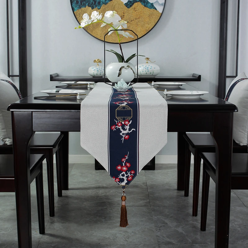 

High Quality Rectangular Table Runner Chinese Classical Home Restaurant Table Flag Banquet Holiday Decor Table Runner Bed Flag