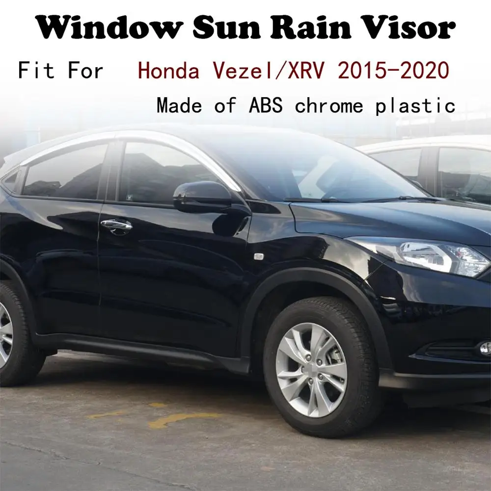 

ABS Chrome plastic Window Visor Vent Shades Sun Rain Guard car accessories For Honda Vezel XRV HRV 2015-2020