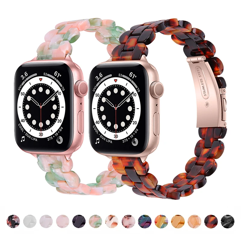 Resin strap for apple watch 7 band 41mm 45mm 44mm 40mm 42mm/38mm correa smartwatch Loop bracelet for iwatch series 6 se 5 4 3 2