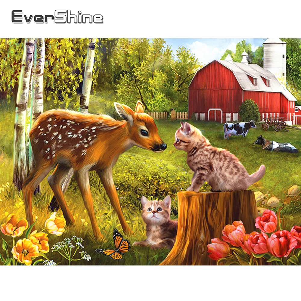 

EverShine полная площадь алмазная мозаика олень кошки вышивка крестиком 5д алмазная вышивка ферма рукоделие живопись животные хобби ручной работы