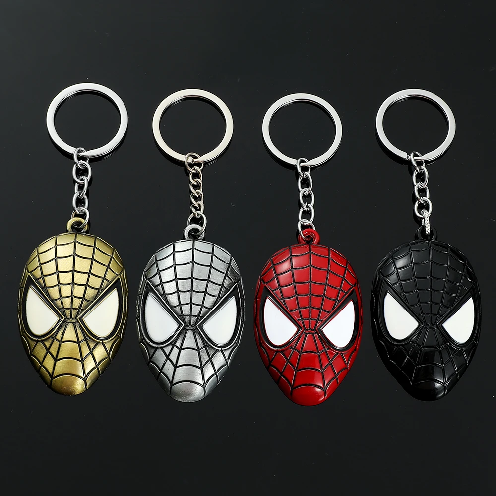 

Marvel Superhero The Avengers Keychain Spider Man Mask Style Metal Keyrings for Car Key Backpack Creativity Pendant Accessories