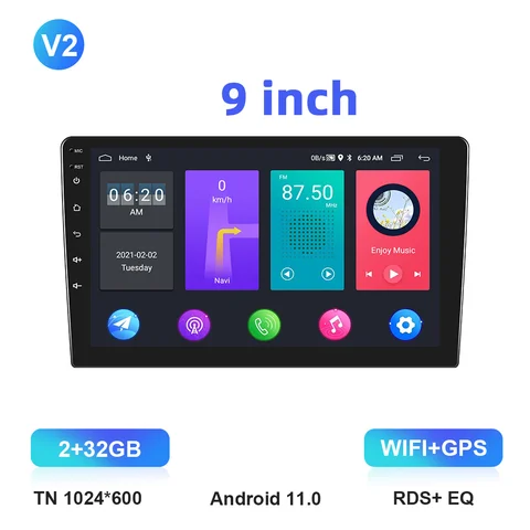 Автомагнитола Camecho, 2DIN, AHD, Android 11, 2.5D, 10,1 дюйма, HD, Maltimedia, стерео, 2 ГБ + 32 ГБ, автомобильный DVD-плеер, Carplay, GPS-навигация, радио