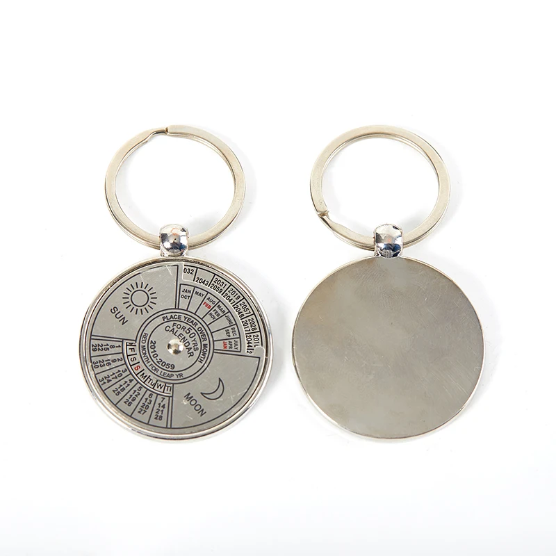 

Вечный металлический брелок для ключей с календарем на 50 лет, брелок для ключей с китайскими и английскими шрифтами, креативные подарки, опт...