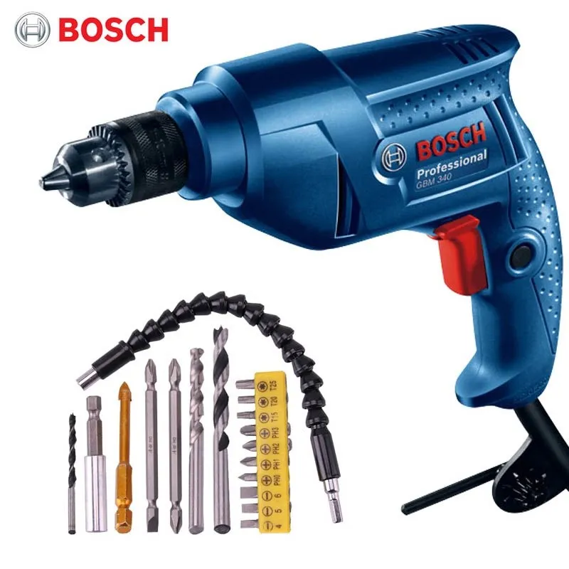 Original BOSCH GBM340 Classical Power Hand Drill DIY Electric 220V Power Driver Drill Bits Tool for Woodworking Steel Hole Drill