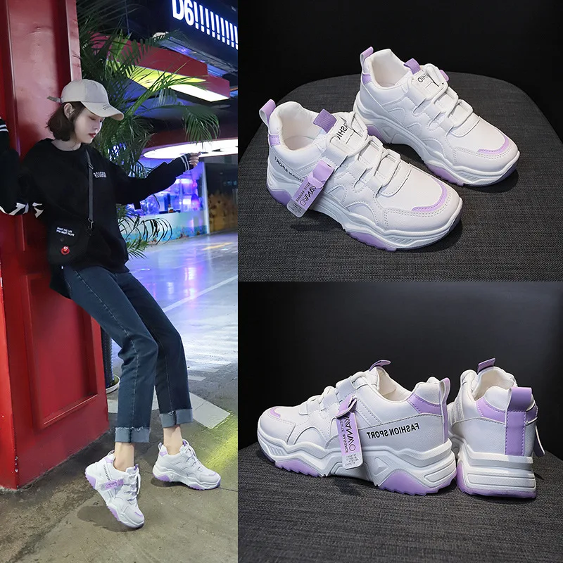 

BCEBYL Spring New Fashion Student White Shoes Daddy Shoes Flat Shoes Breathable Sports Shoes Casual Running Shoes Women's Shoes