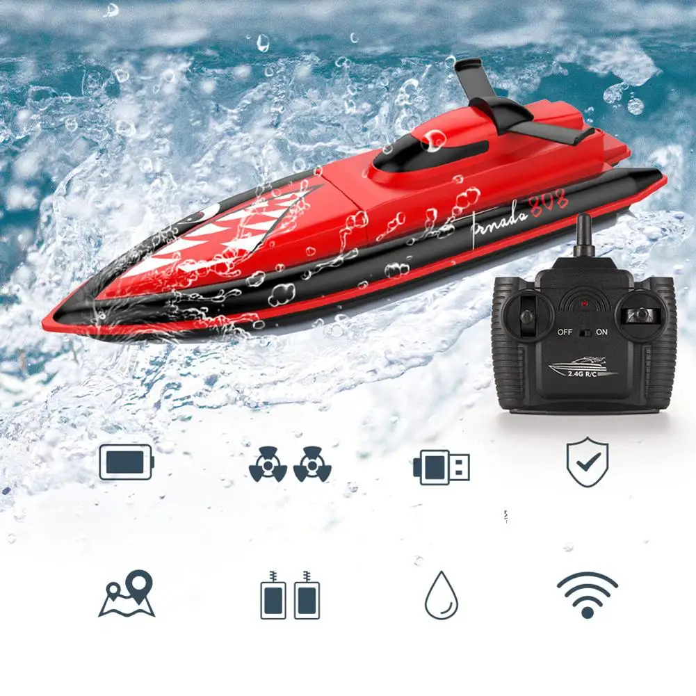 

2.4g Remote Control Shark Boat High Speed Yacht Children Racing Boat Water Toys For Boys Birthday Gifts Drop Shipping