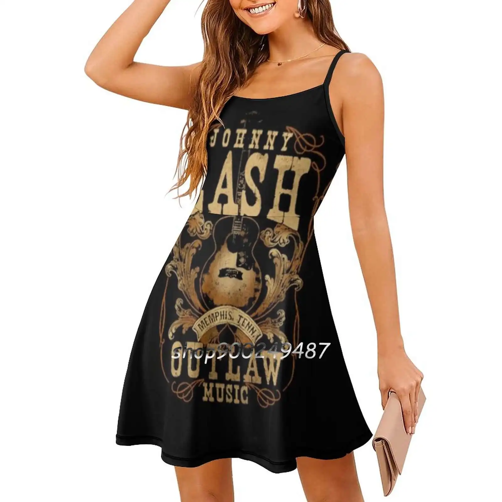Johnny Cash Outlaw Usic футболка с квадратным вырезом новое элегантное женское облегающее