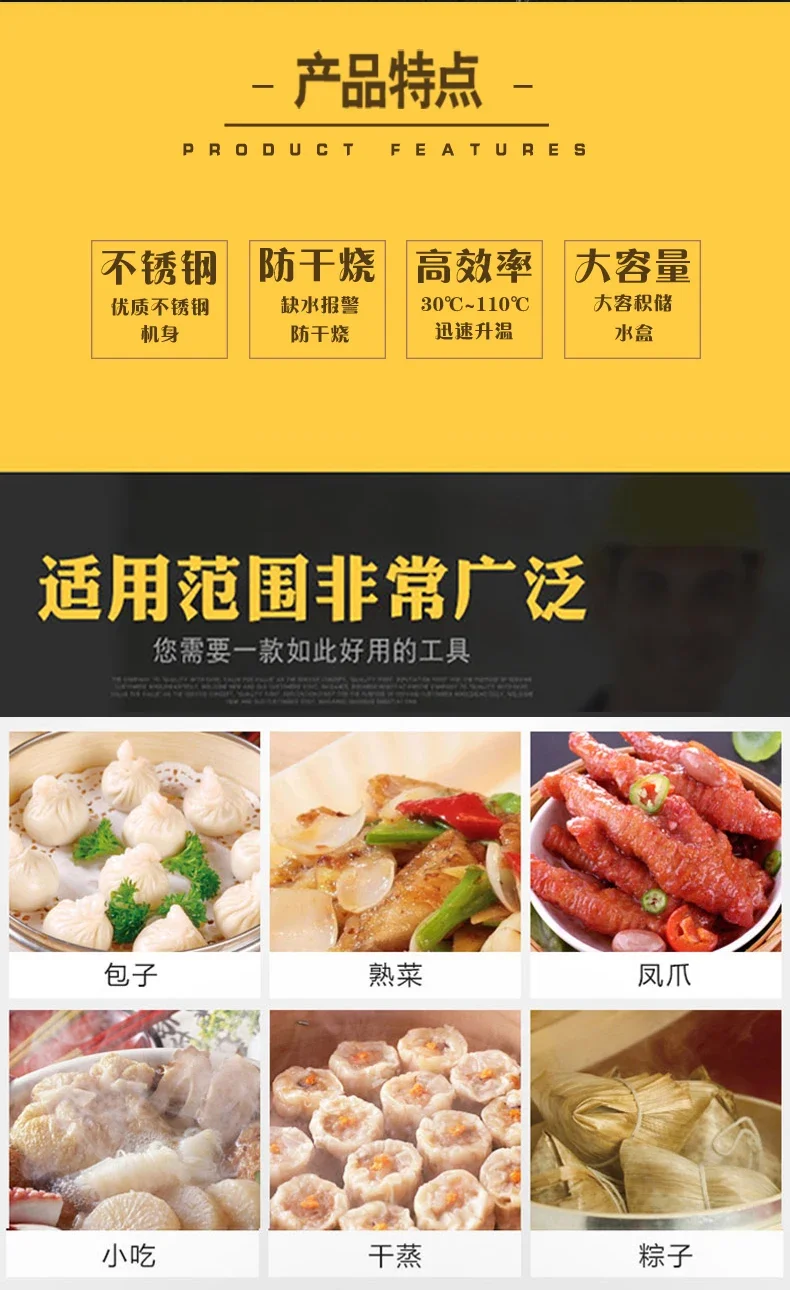 220V Electric Steamer for Home and Commercial Use Perfect Steaming Buns Dumplings More
