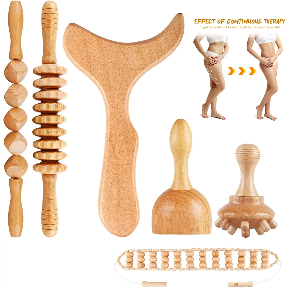 

Wood Therapy Massage Tools,Maderoterapia kit,Wood Therapy Set,Lymphatic Drainage Massager, Wood Therapy Tools for Body Shaping