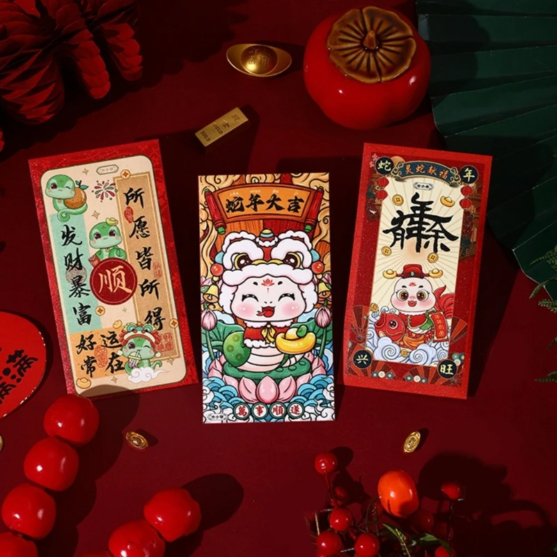 Y166 упаковка из 6 конвертов для денег на 2025 год змеи отличительные новогодние