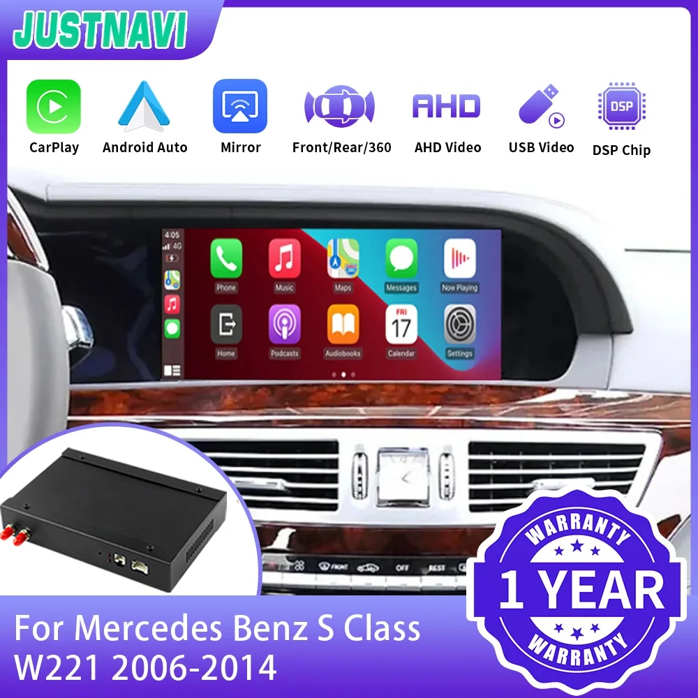 

JUSTNAVI Car Multimedia Wireless CarPlay For Mercedes Benz S Class W221 2006-2014 With Android Auto Airplay Support Rear Camera