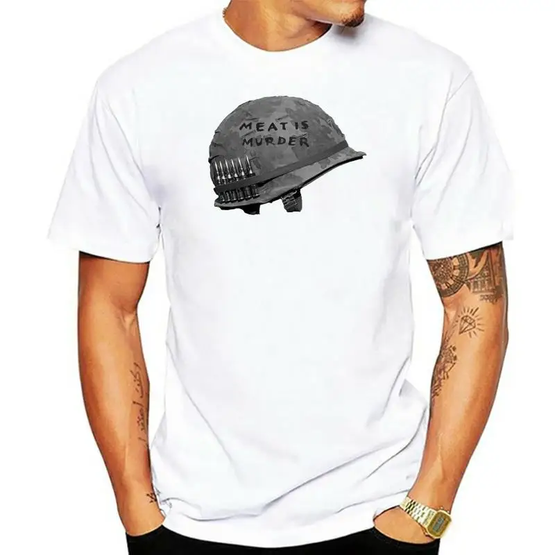 

Print Tee Shirt Men Short Sleeve Dicky Ticker Meat Is Murder T-shirt Vegetarian Moz