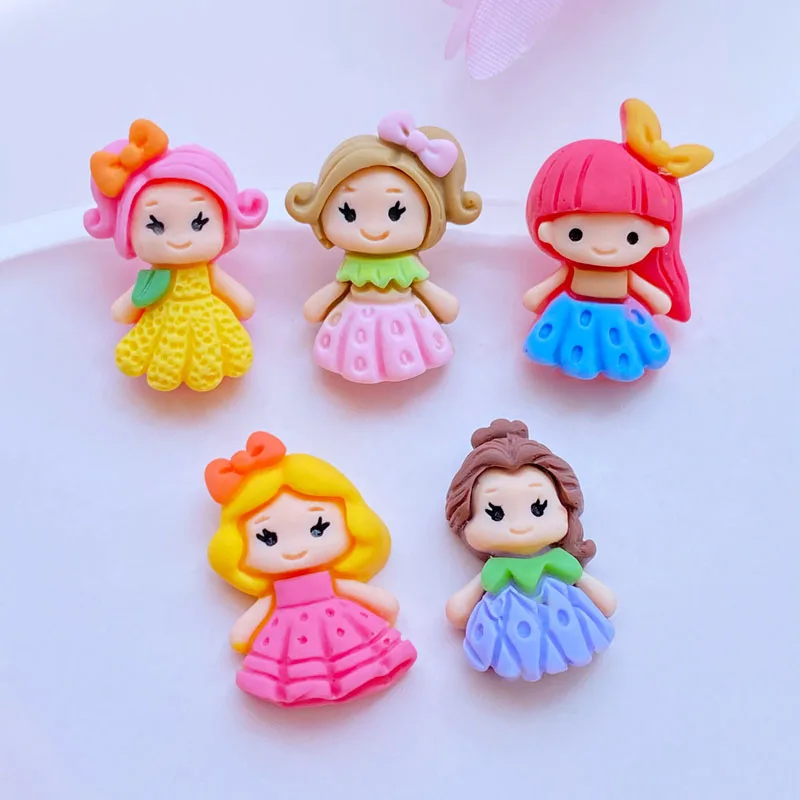 

10Pcs New Cute Resin Mini Little Girl Princess Flat Back Cabochon Scrapbook Kawaii DIY Embellishments Accessories