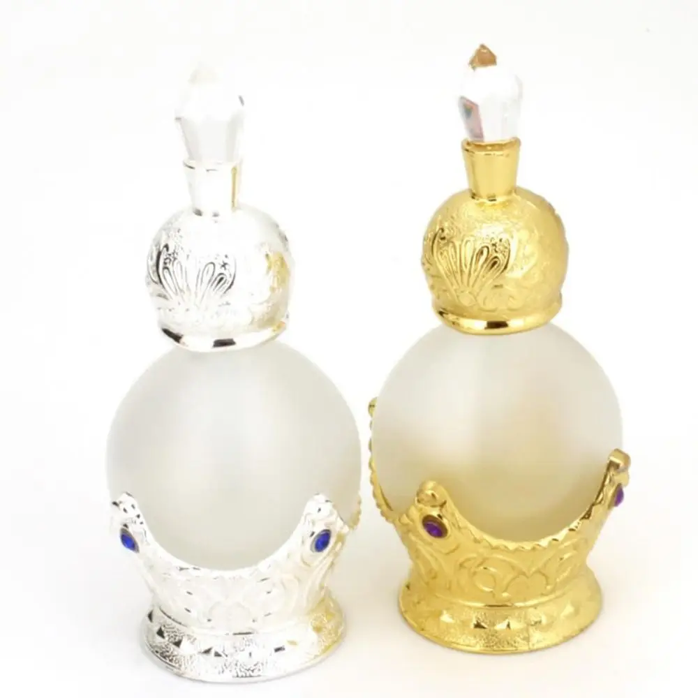 

15ml Arab Style Metal Glass Bottle Perfume Essential Oils Container with Glass Dropper Middle East Stopper Bottle
