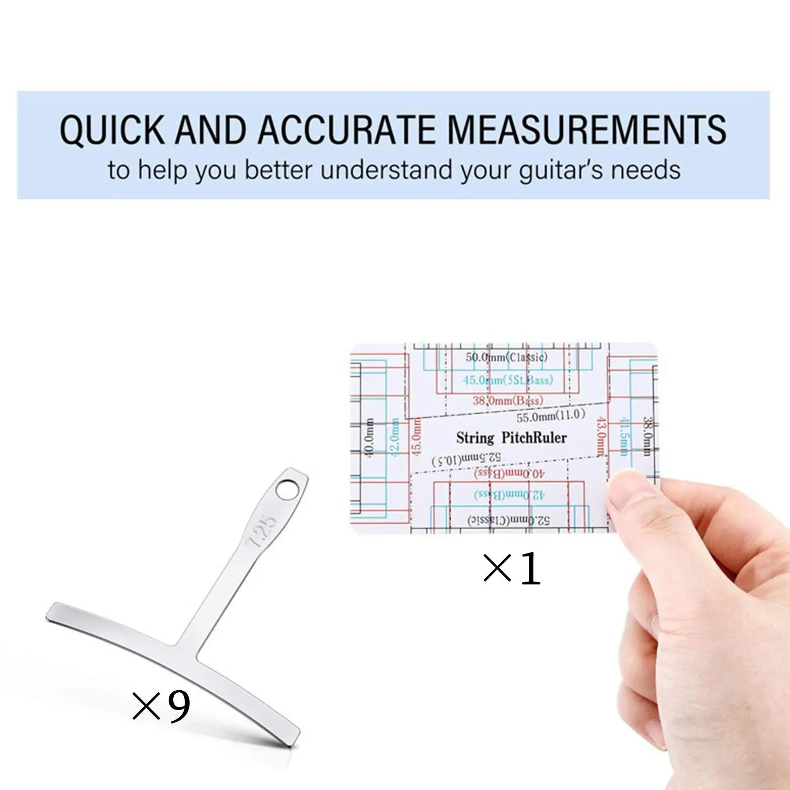 

Набор измерительных инструментов для гитары, набор аксессуаров из нержавеющей стали для ремонта, Т-образная линейка