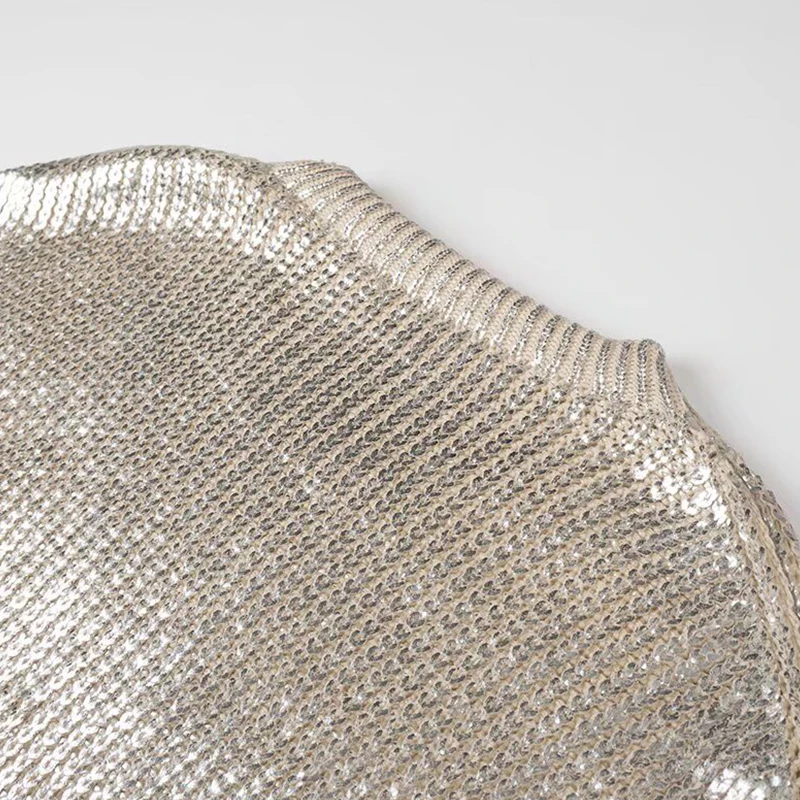 Женский однотонный пуловер с блестками