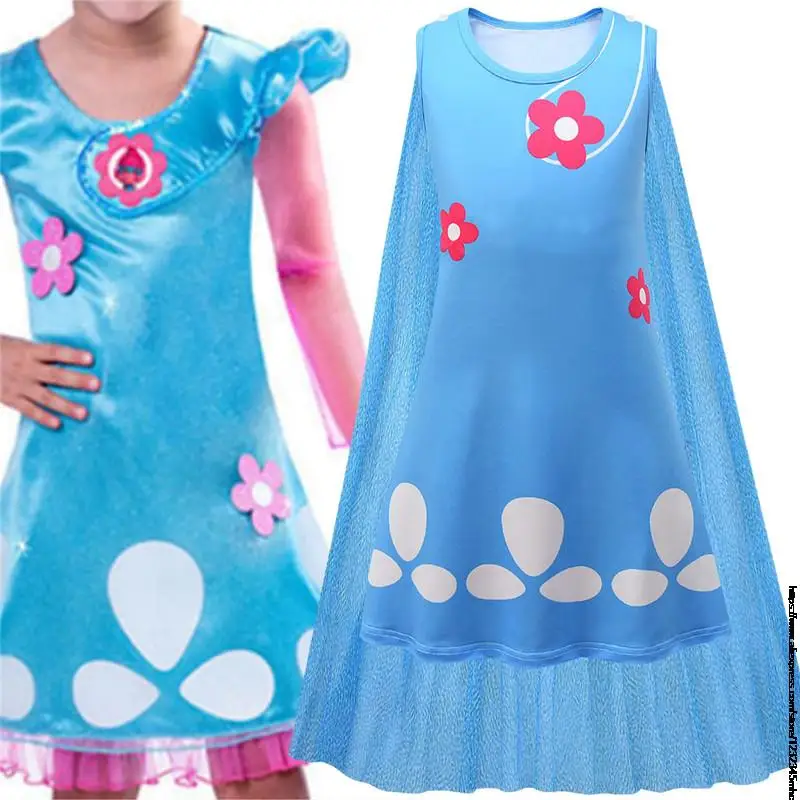 Аниме-тролли 2 Косплей Костюм Платье для девочки ЖЕНСКИЕ НАРЯДНЫЕ ПЛАТЬЯ