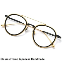 2022 new glasses frame japanese handmade spectacle pure titanium big face eyewear eyeglasses retro round double beam myopia lens