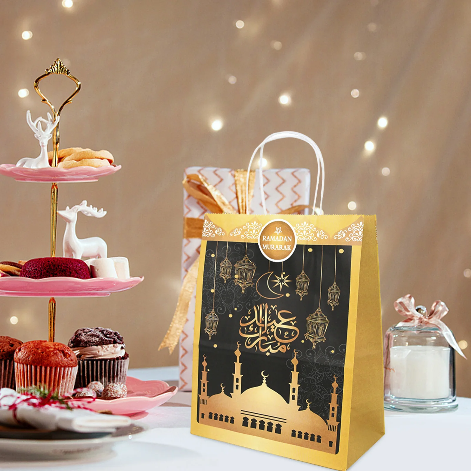 

12Pcs Eid Mubarak Favor Bag Eid Mubarak Gift Bags With Handles Unique Birthday Gift BagRamadan Decorations For Eid Party