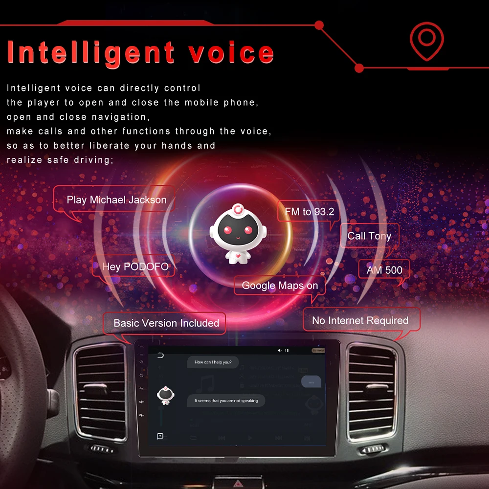 $60.29 Podofo 2 Din Android Car Radio Car Multimedia Player Autoradio 9/10 Inch 8+128G Wifi Gps Ai DSP For Volkswagen Nissan toyota Kia