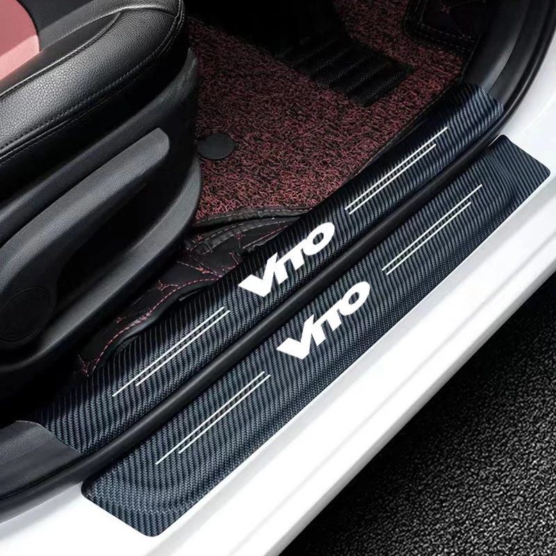 

For Mercedes VITO W124 W203 W204 CITAN SPRINTER VIANO Car Accessories 4Pcs Carbon Fiber Car Stickers Auto Door Threshold Sill