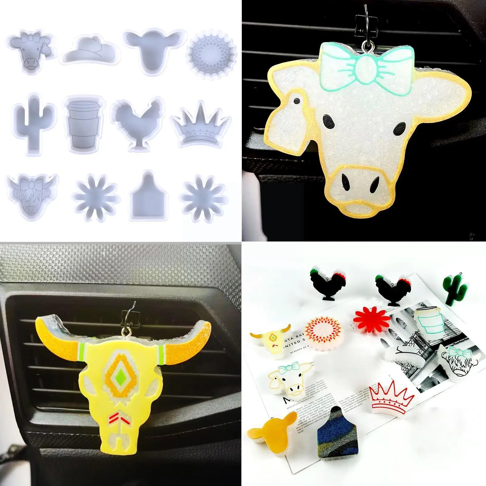 

DIY Car Aroma Mold Car Freshie Molds Silicone Epoxy Resin Molds For Aroma Beads, Soap MolSoap Mold,Candle Molds,Pendant C9W4