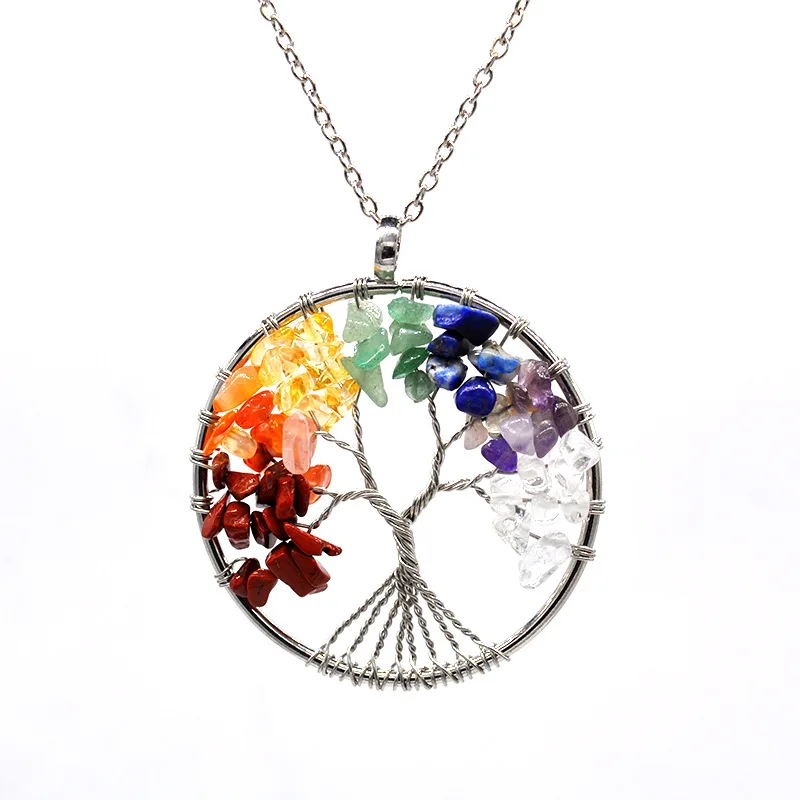 

Natural Gravel Crystal Life Tree Necklace
