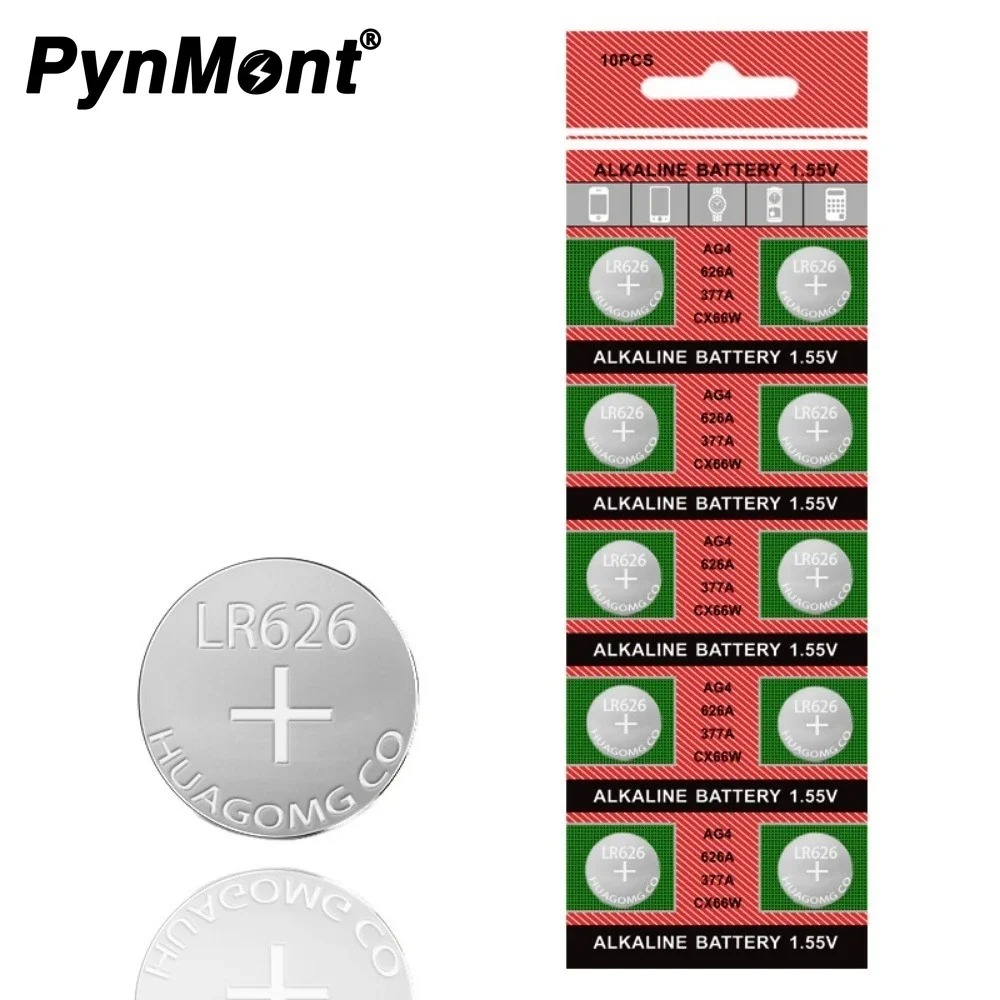 10 шт. AG4 батарея-таблетка LR626 377 кнопочная щелочная 1 55 В SR626SW 377A LR66 для часов игрушки