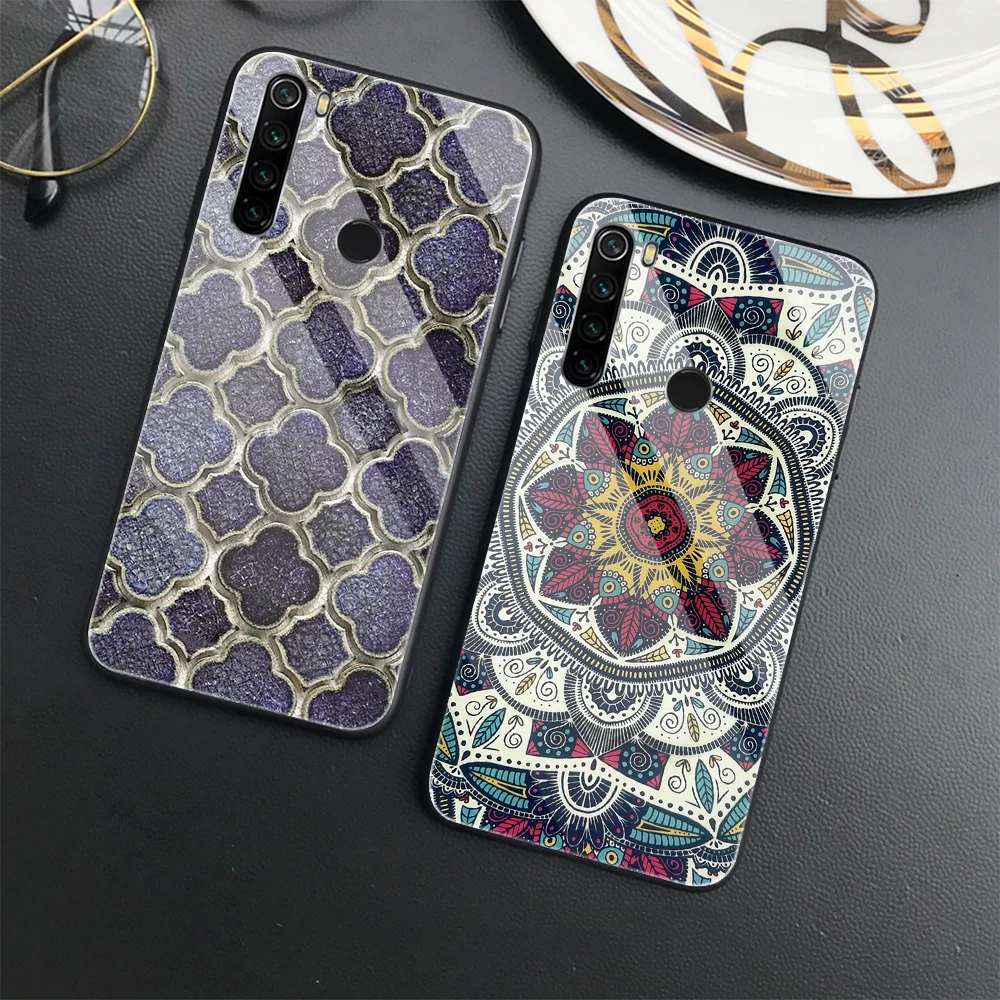 

Luxury Tempered Glass Phone Case for Redmi Note 10Pro 9 Pro Max 10 4G 9T 10S Poco F3 11 11S 5G F2Pro Vintage Mandala Fundas