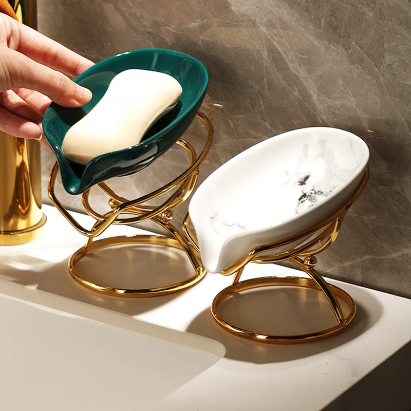 

Ceramics Leaf Shape Soap Box Bathroom Soap Holder Dish Storage Plate Tray Bathroom Shower Supplies Bathroom Rack