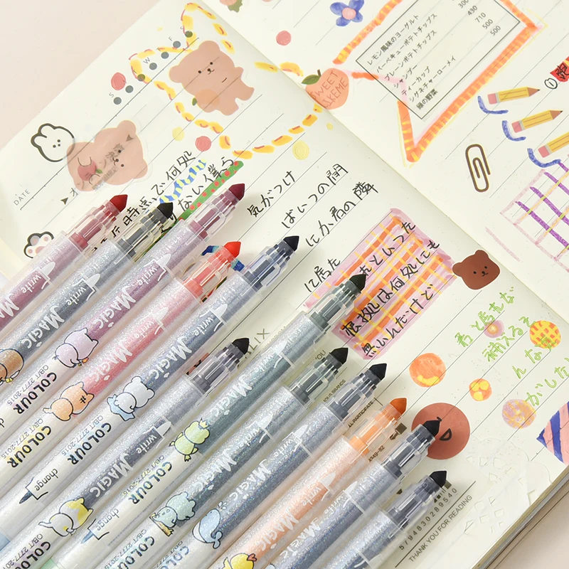 Набор маркеров-хайлайтеров с двойным наконечником 12 шт.