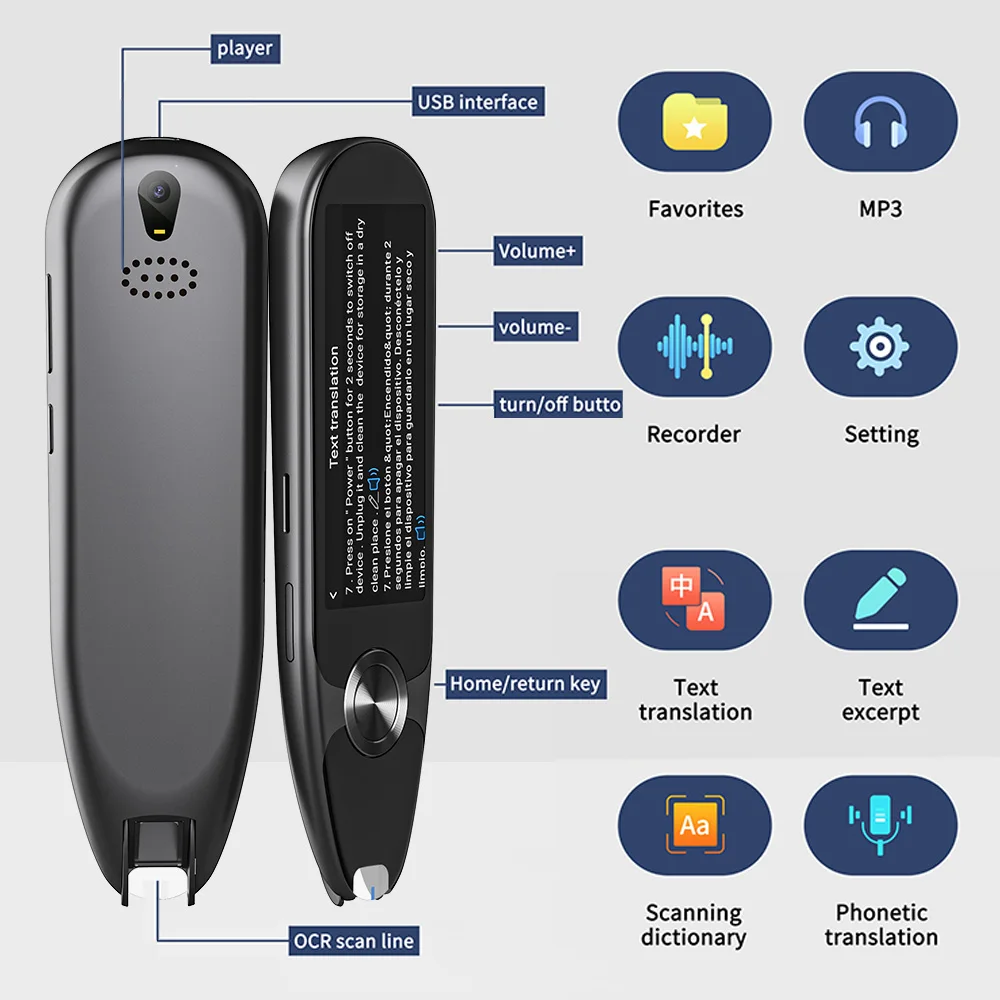 

Smart Portable Voice Translator Scan Pen 112 Languages Real-time Translation Offline Text Reading Translator Business Travel