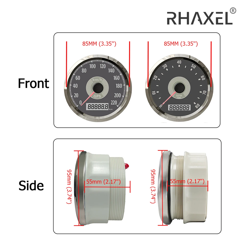 Xla dalmierze zestaw 85mm prędkościomierz GPS 160MPH obrotomierz 0-8000 obr./min z czerwonym żółtym podświetleniem do łodzi motorowej Auto 12V