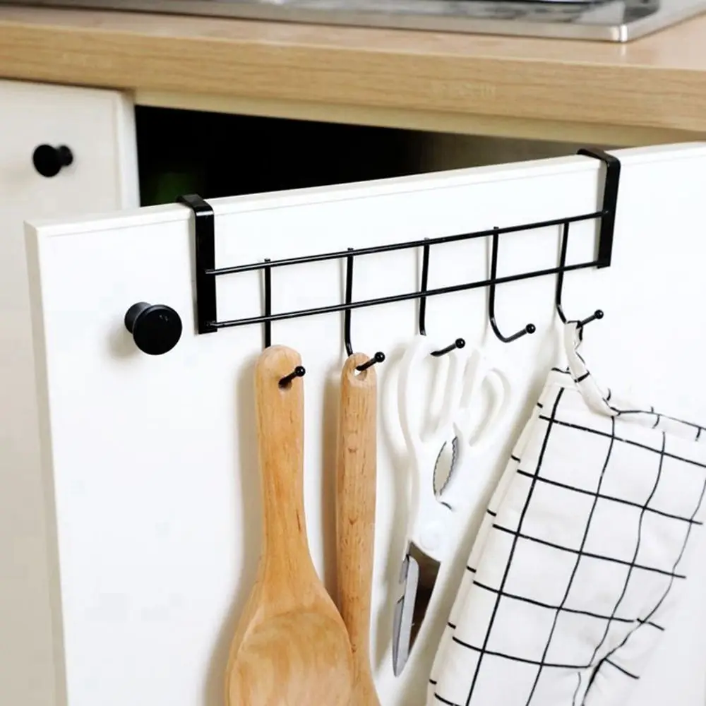 

5 Hooks Stainless Steel Cabinet Srorage Rack Multifunctional Hat Bag Towel Hanger Over The Door Hooks Home Bathroom Organizer