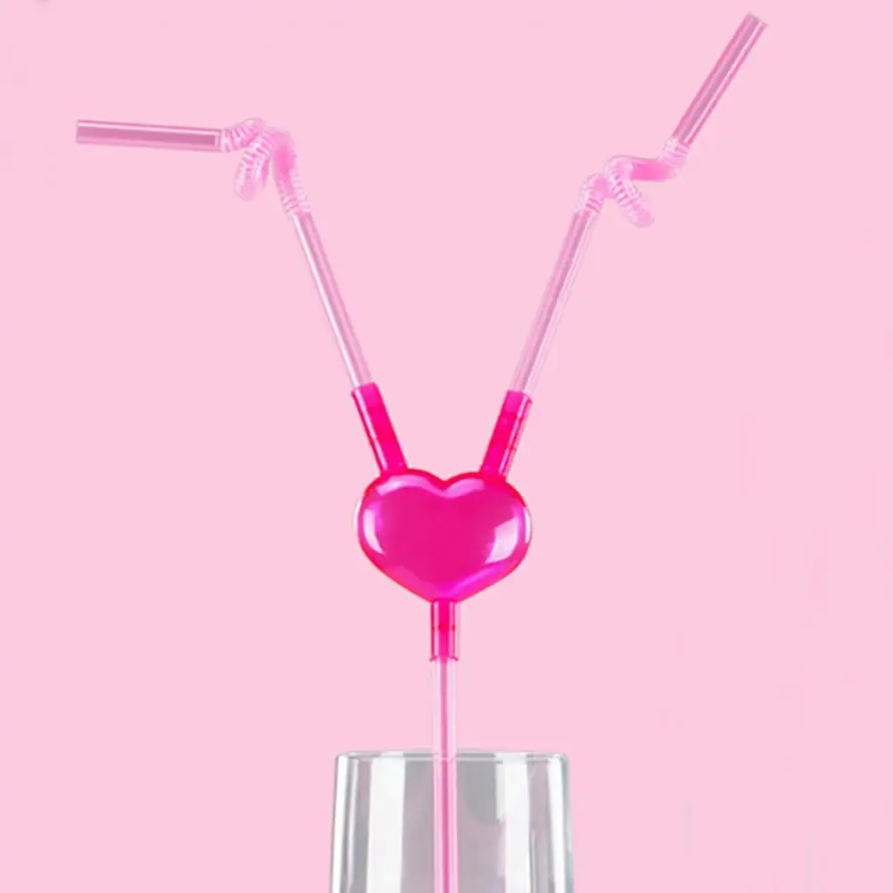 

PP 10Pcs/Set Useful Liquid Check Valve Twist Straw Rose Red Bendy Drinking Straw Love Shaped Bar Supplies