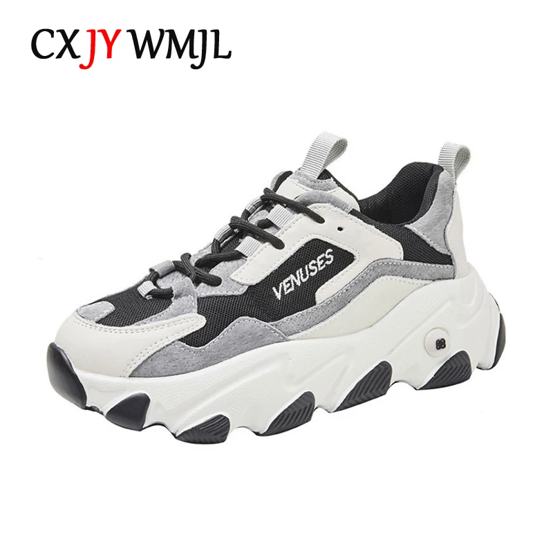 

Массивные кроссовки CXJYWMJL из натуральной кожи для женщин, сезон осень-зима, плюшевая Спортивная хлопковая обувь, женская теплая обувь на пла...