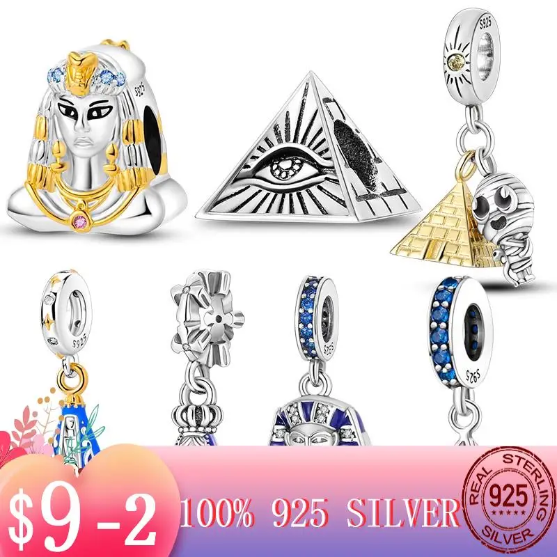 

Шарм-бусина из серебра 925 пробы в виде пирамиды, для браслета