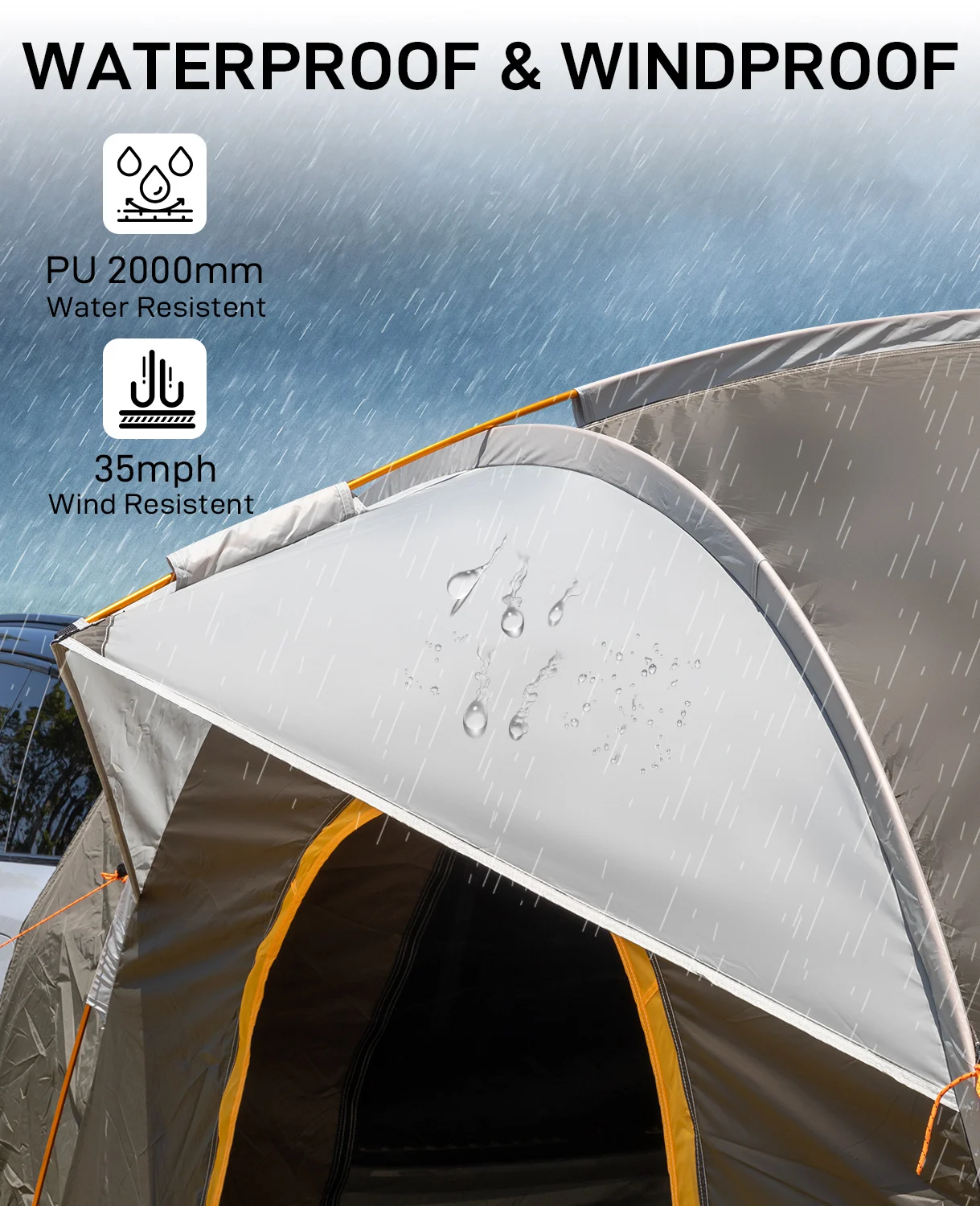 Палатка туристическая на 5 человек двухслойная водонепроницаемая мм