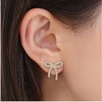 2022 new fashion simple crystal bow stud earrings minority design beautiful bowknot earrings jewelry women accessories mujer