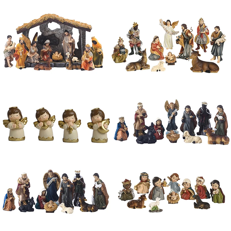 

Jesus Figurine Mary Statue Madonna Christmas Figurines Miniatures Car Ornament Resin Statures Church Catholic Gift Home Decor