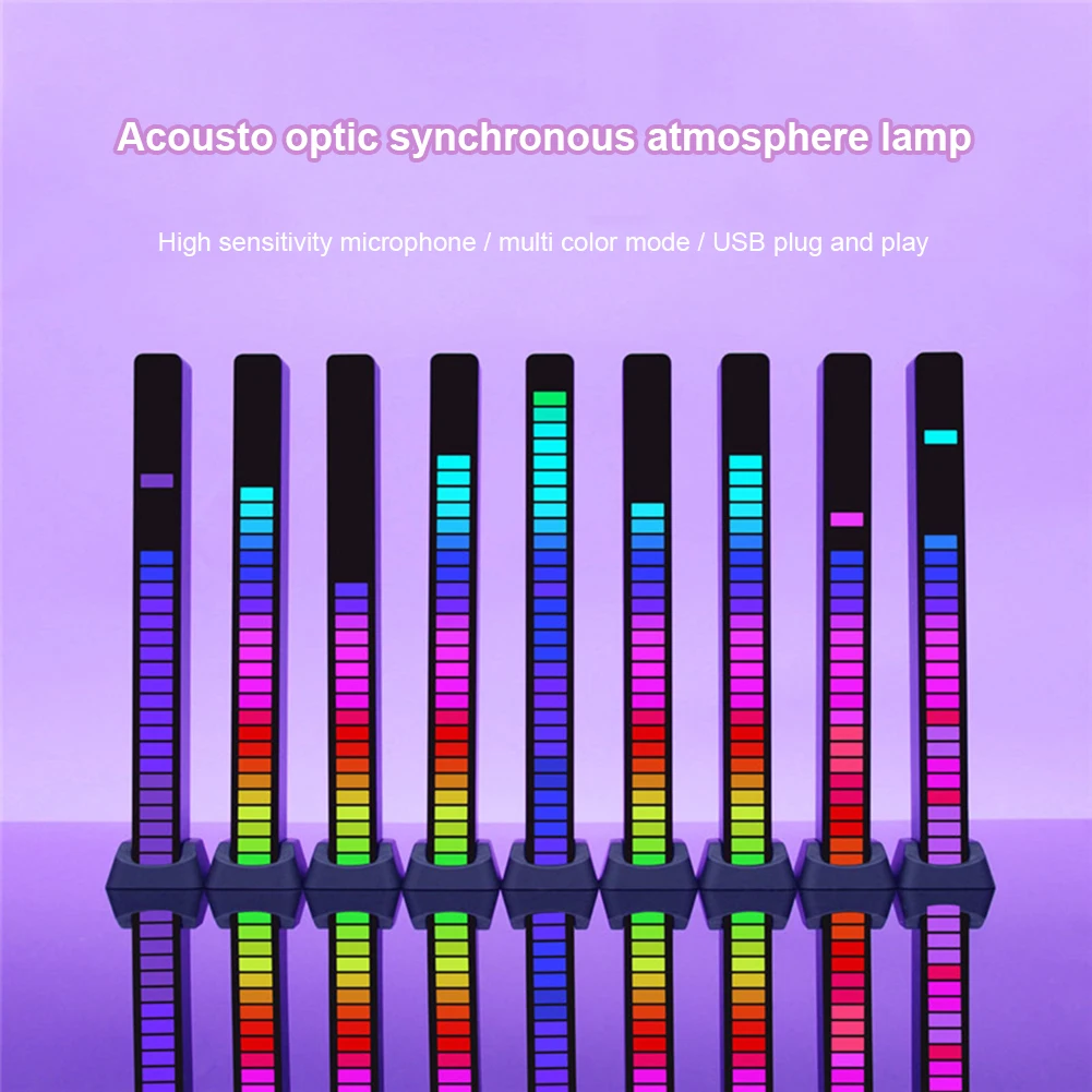 

LED Strip Light Sound Control Pickup Rhythm Light Music Atmosphere Light RGB Ambient Light Bar USB Colorful Lamp for Car Party