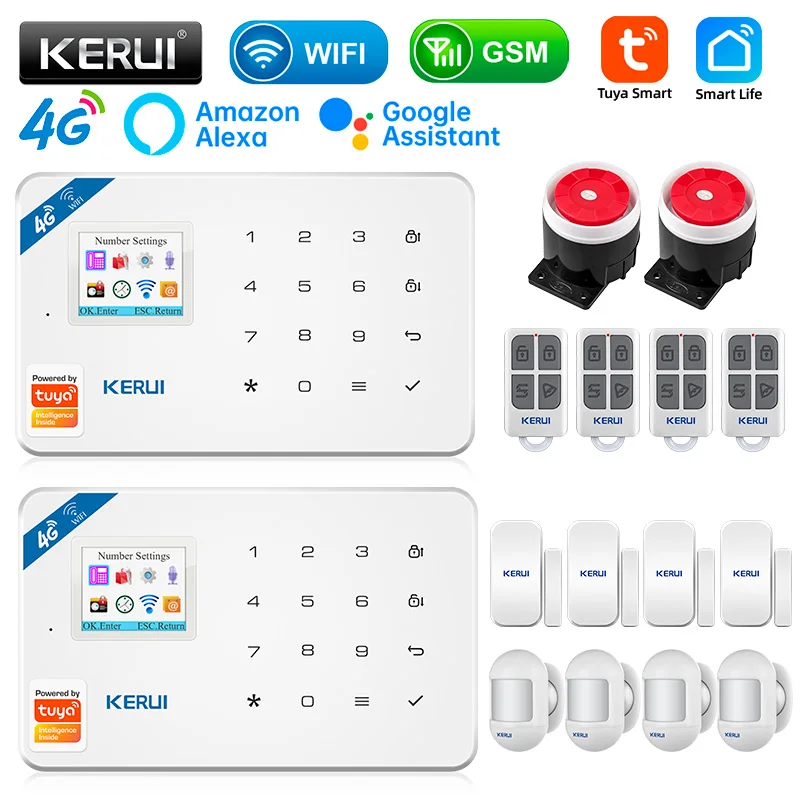 

KERUI W184 Tuya Smart Home GSM 4G WIFI Security Protection Alarms Anti Theft Security Alarm System Kit Sensor 6 Languages Garage