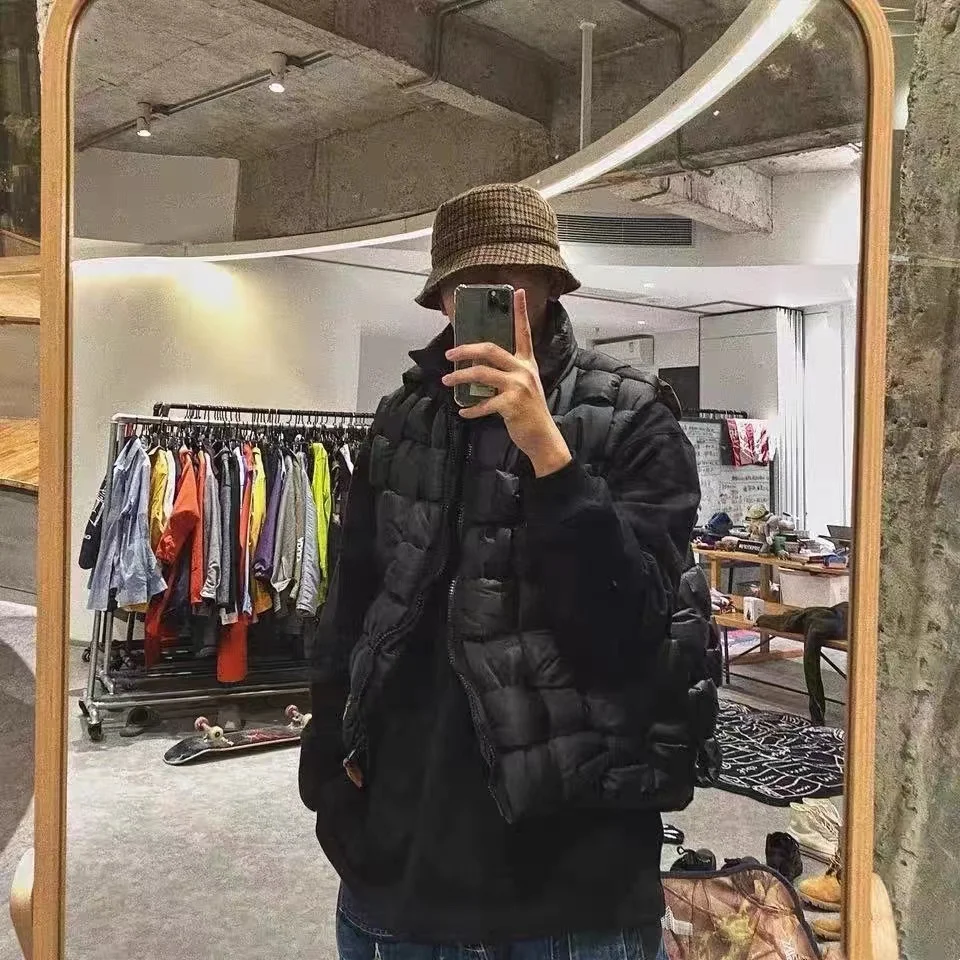 

2024 двухцветный теплый двусторонний жилет KAPITAL из чистого хлопка с высоким воротником WY706