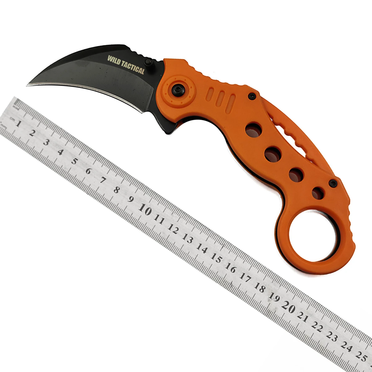 

WILD TACTICAL Karambits Knife , Folding Blade Survival Utility Claws Knife , Orange Plastic Handle Stainless Steel Blade