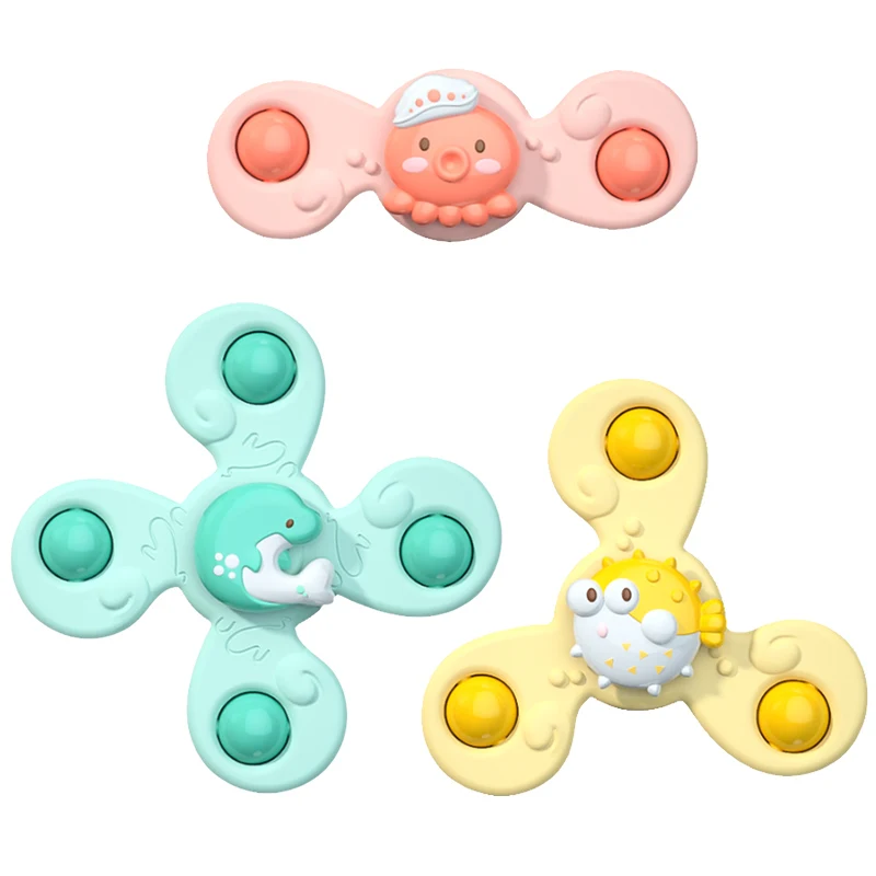 Montessori Baby Spin Top Bath Toys For Boy Children Bathing Sucker Spinner Suction Cup Toy For Kids 2 To 4 Years Rattles Teether images - 6