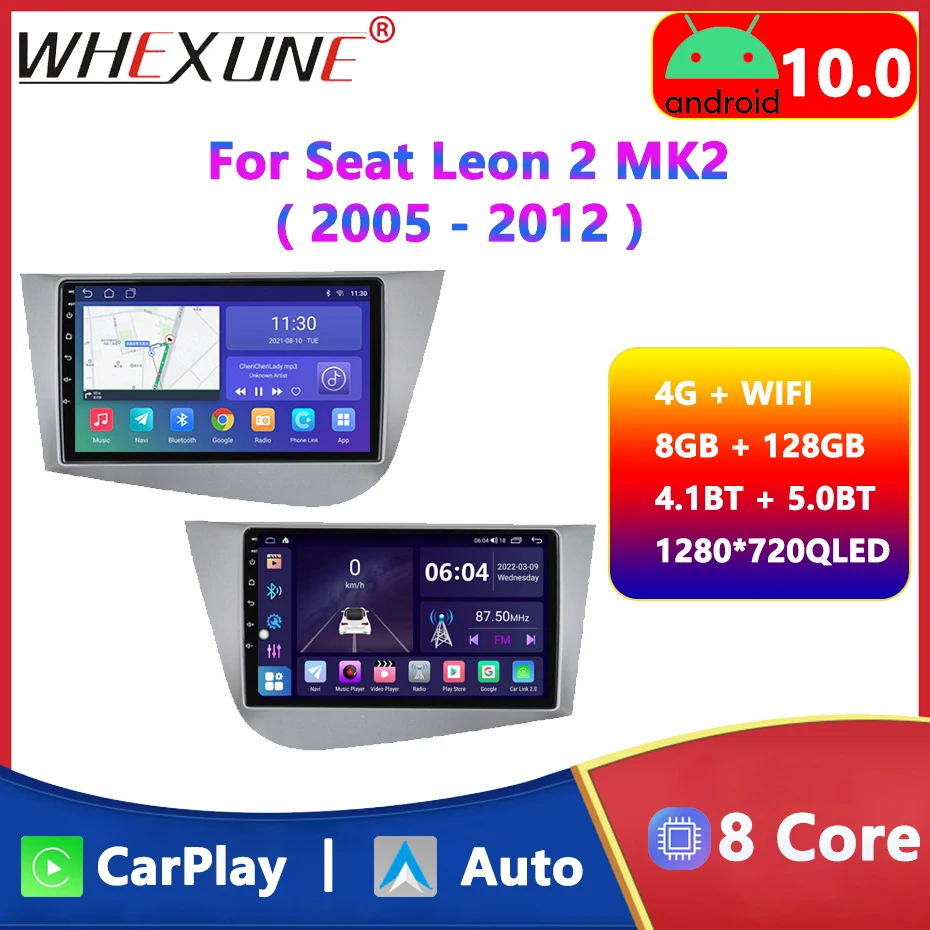 

For Seat Leon 2 MK2 2005-2012 Android 10 Car Radio Stereo Multimedia Video Player 2din GPS Navigator Auto WIFI Carplay Head Unit
