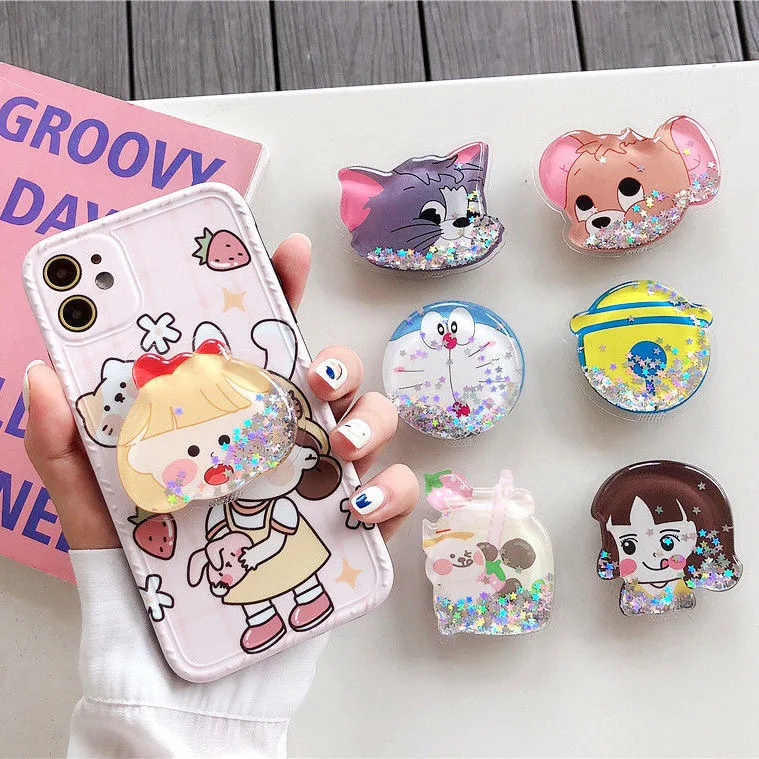 

Quicksand Glitter Tom and Jerry Sailor Moon phone bracket bouncing socket mobile phone bracket telescopic bracket
